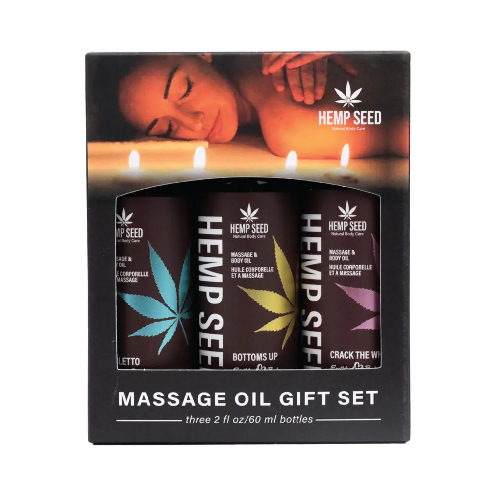 Earthly Body Hemp Seed Valentine 2025 Massage Oil Trio Gift Set 1