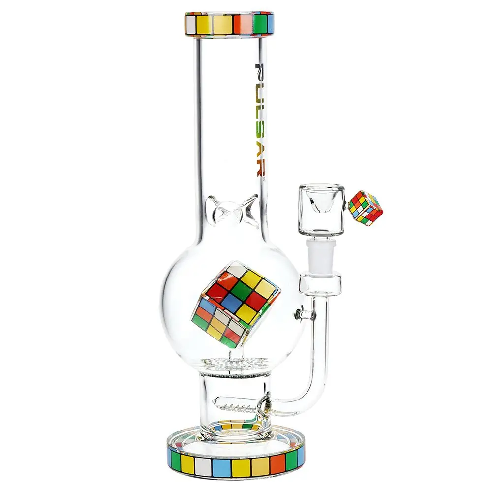 Pulsar Rubik's Cube Perc Bubble Base Glass Water Pipe - 12.5" 1