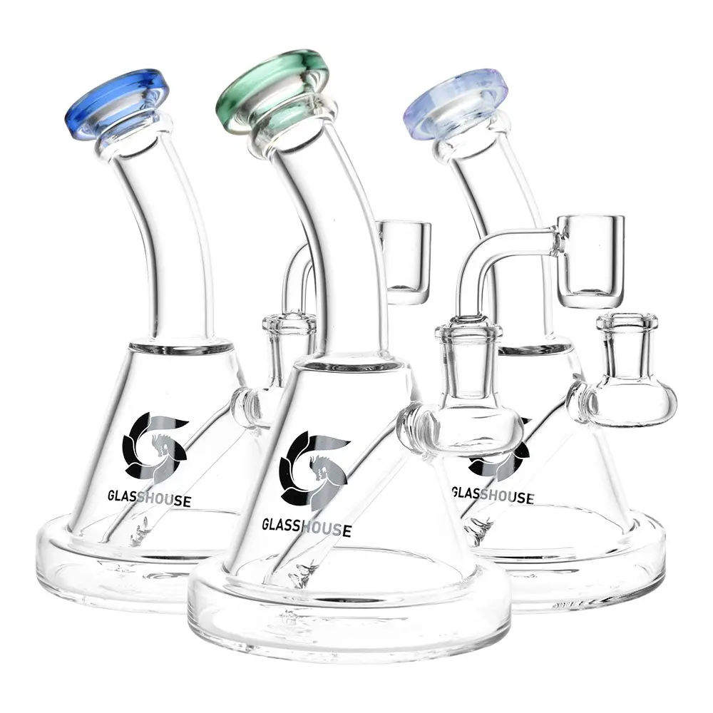 Glass House Bent Neck Glass Dab Rig - 6.75" / 14Mm F / Colors Vary 1