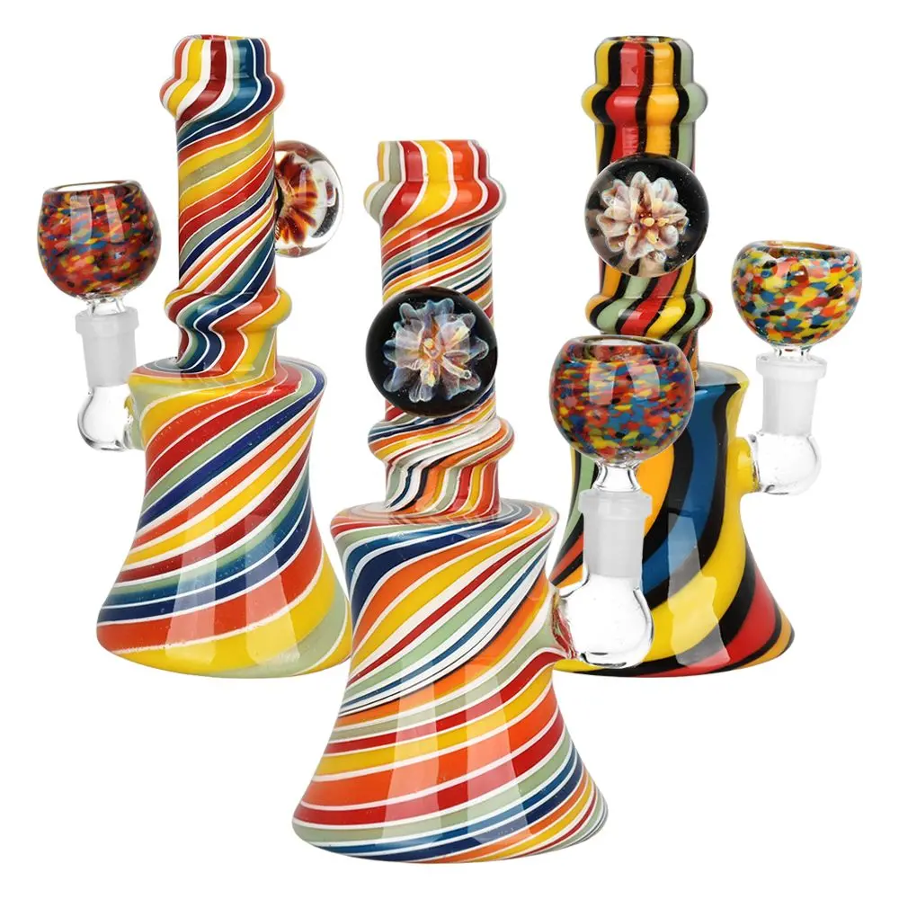Flowering Spirals Glass Water Pipe - 5.5" / 10Mm F / Colors Vary 1
