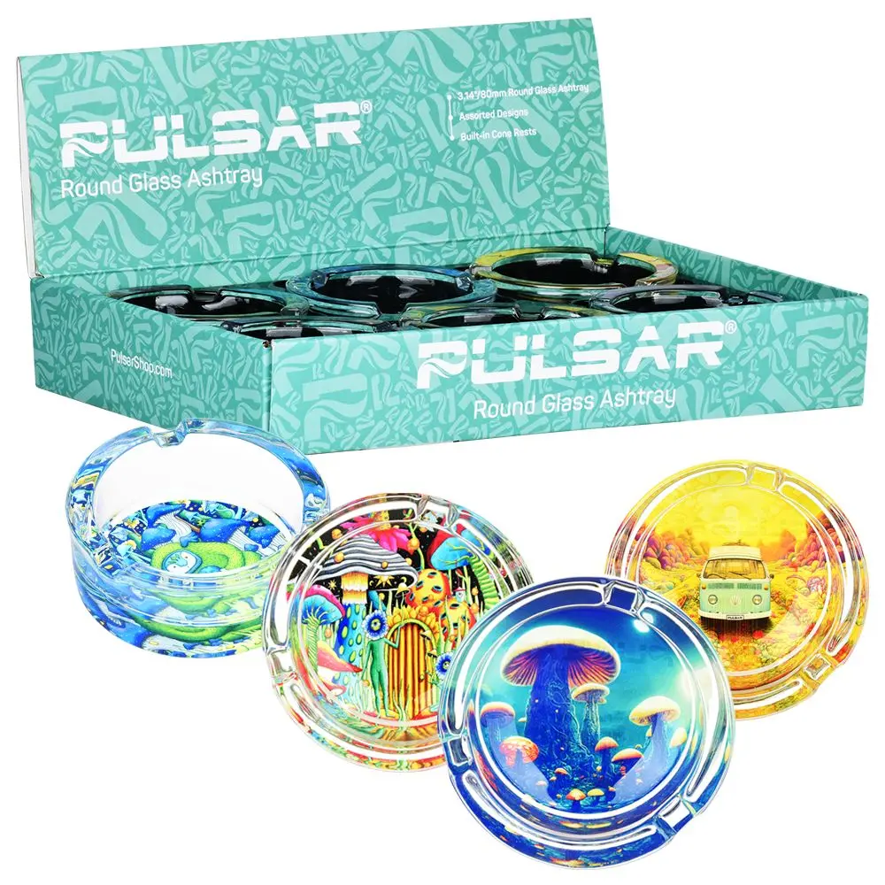 Pulsar Design Series Round Glass Ashtray - 3.4" / 6Ct 1