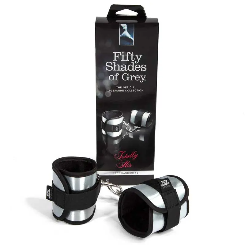 Fifty Shades Of Grey Totally His Soft Velcro Handcuffs Silver 1