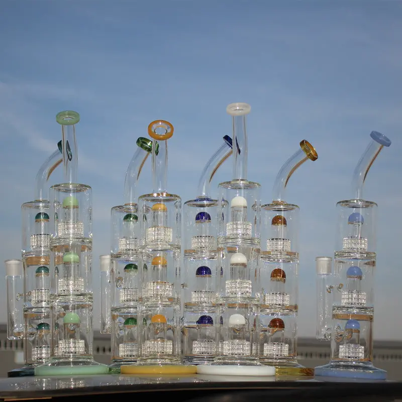 Triple Matrix Percolator Glass Water Pipe 15" 1