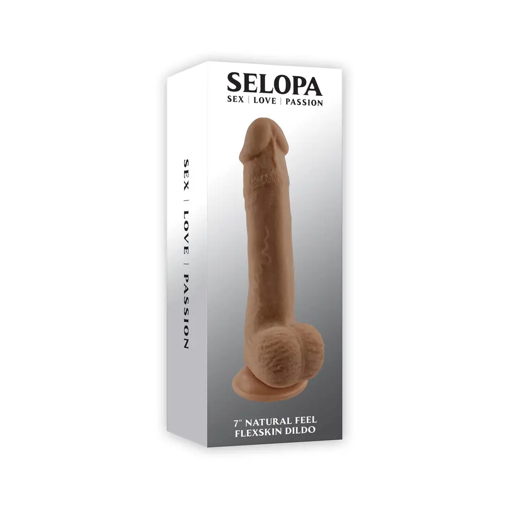 Selopa Natural Feel Flexskin Bendable Dildo With Moving Material 7 In. Dark 1