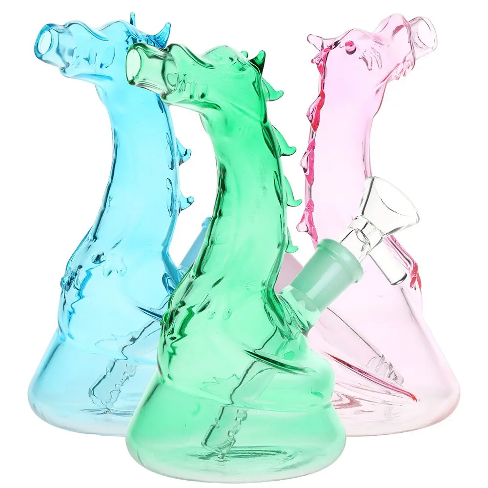 Puff The Magic Dragon Glass Water Pipe - 6" / 14Mm F / Colors Vary 1