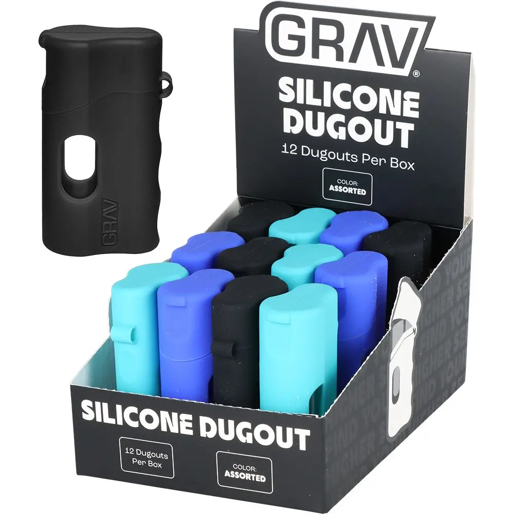 12Ct Display - Grav Silicone & Glass Dugout - X" / Assorted Colors 1