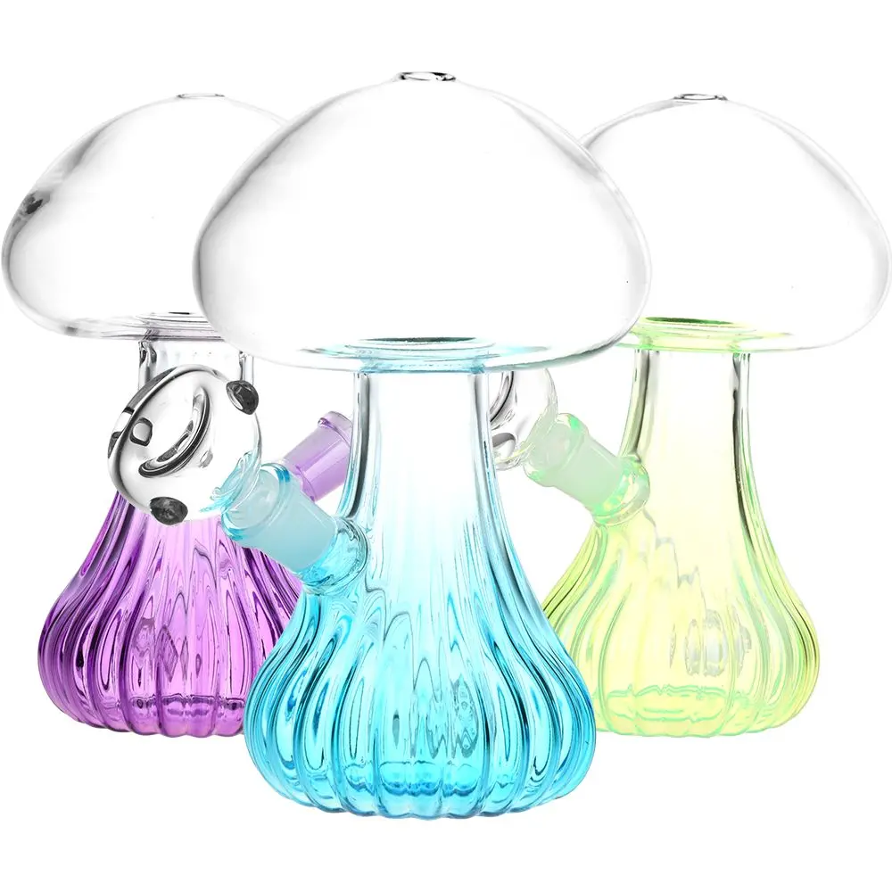 Pluming Mushroom Glass Water Pipe - 7" / 14Mm F / Colors Vary 1