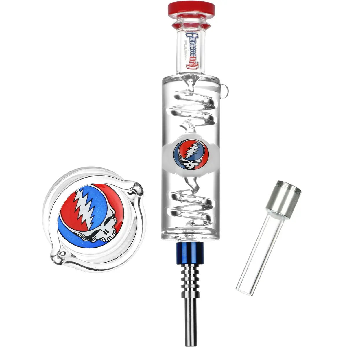 Grateful Dead X Pulsar Steal Your Face Glycerin Glass Dab Straw - 8.5" 1