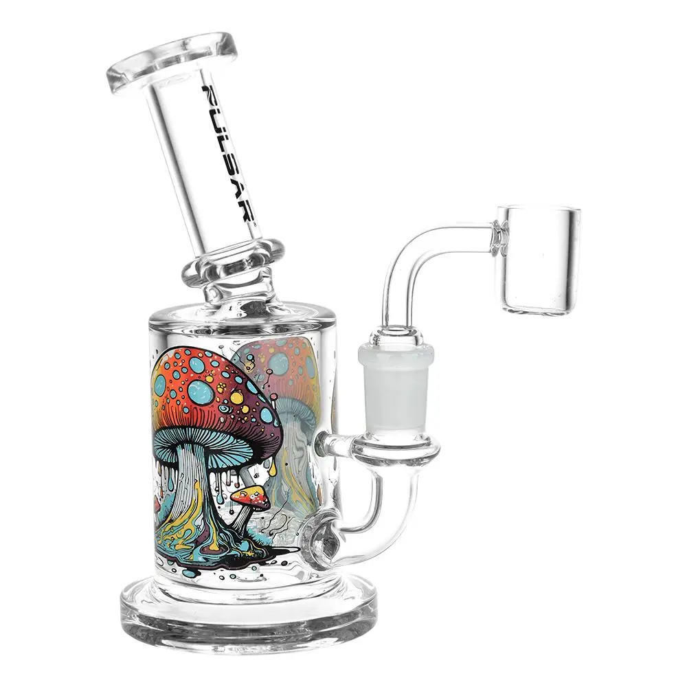 Pulsar Day Drippin' On Planet Shroom Glass Dab Rig - 6.25" / 14Mm F 1