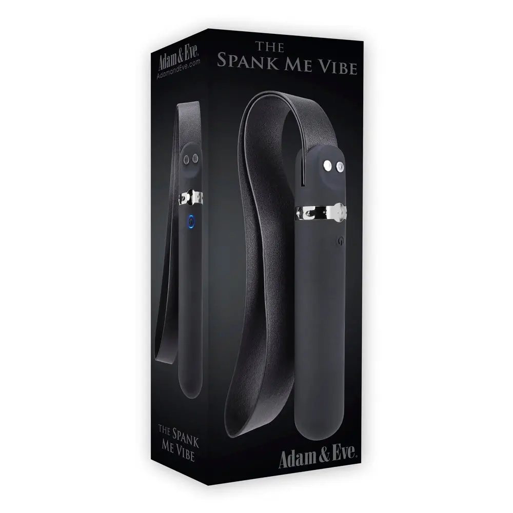 Adam & Eve Spank Me Vibe Rechargeable Silicone Vibrator With Slap Strap End Black 1