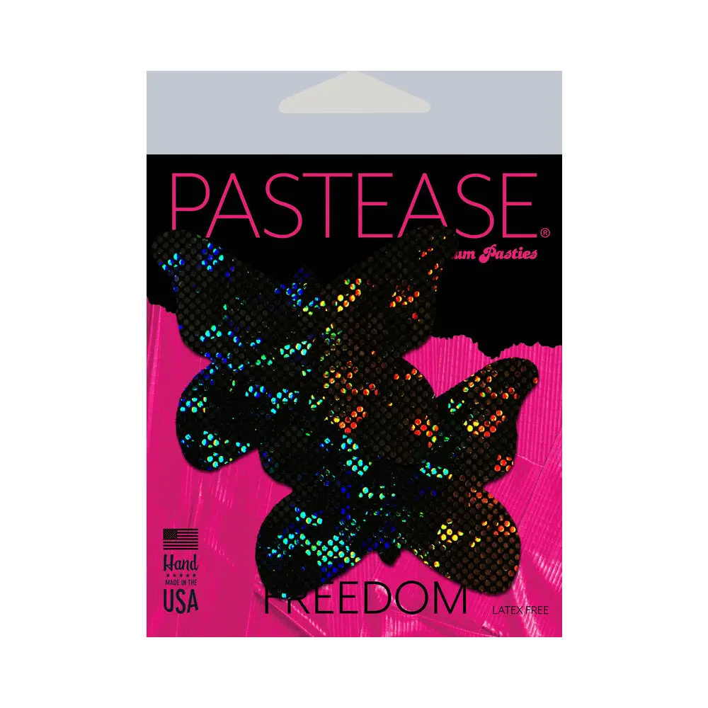Pastease Butterfly: Shattered Glass Disco Ball Glitter Black Butterflies Nipple Pasties 1