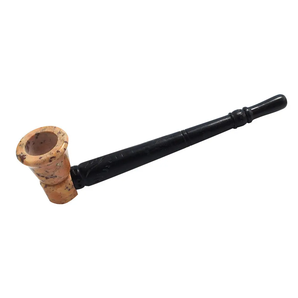 Stone Pipe W/ Wooden Stem 1