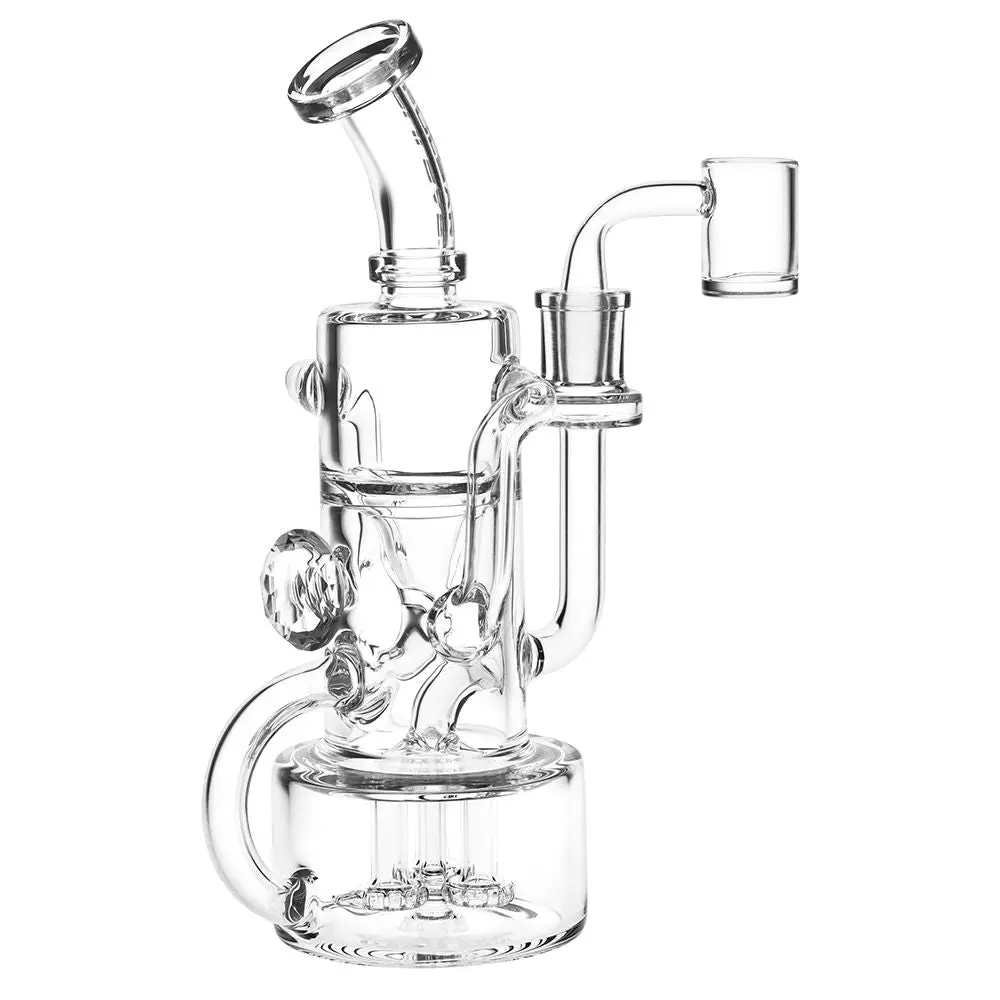 Pulsar Debonaire Diamond Triple Perc Glass Recycler Dab Rig - 9" / 14Mm F / Clear 1