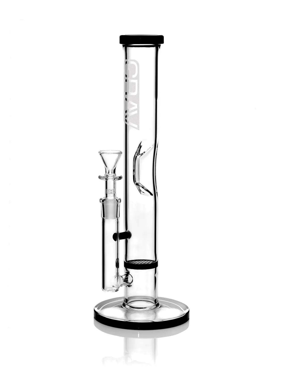 Grav® Medium Straight Base W/ Disc Water Pipe - Black Accent 1