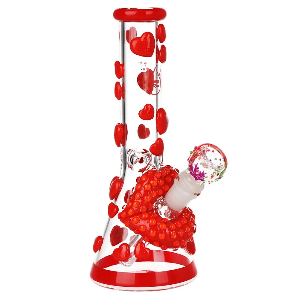 Pulsar Kiss My Lips Glow In Dark Beaker Glass Water Pipe - 9.75" / 14Mm F 1