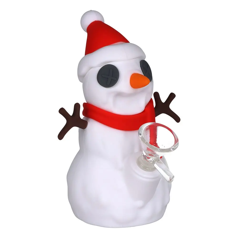 Snappy Snowman Silicone Water Pipe W Glass Bowl - 5.25" / 14Mm F 1