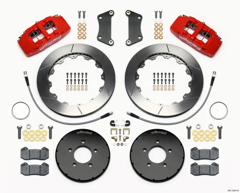 Wilwood Dynapro 6 Front Hat Kit 12.88In Red 2005-Up Mazda 3 W/ Lines 1