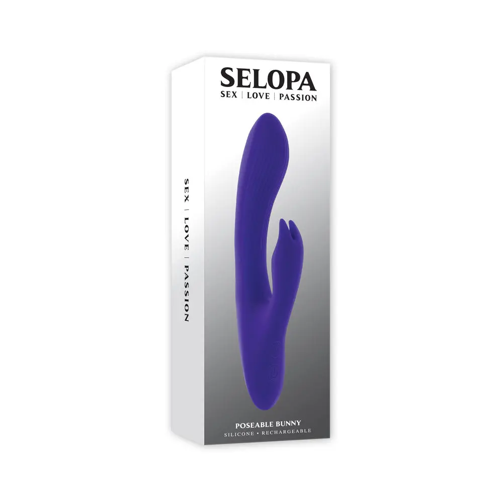 Selopa Poseable Bunny Rechargeable Dual Stimulator Silicone Purple 1