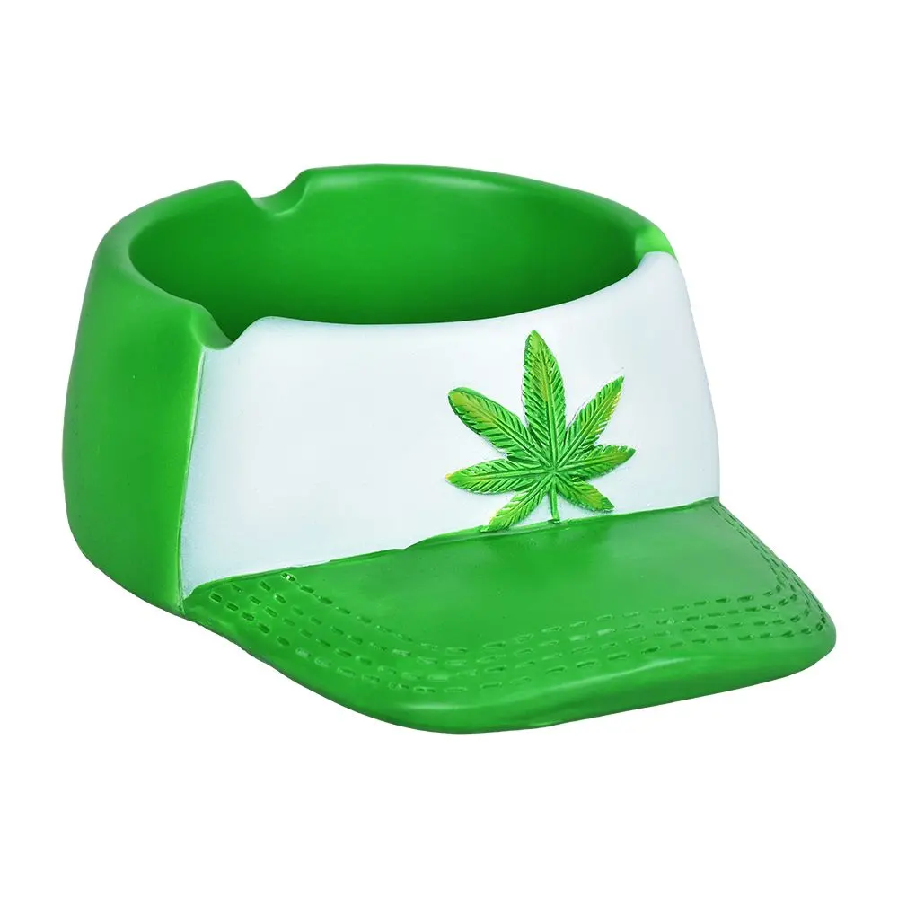 Hemp Leaf Baseball Cap Ceramic Ashtray - 6.5" / 4" 1