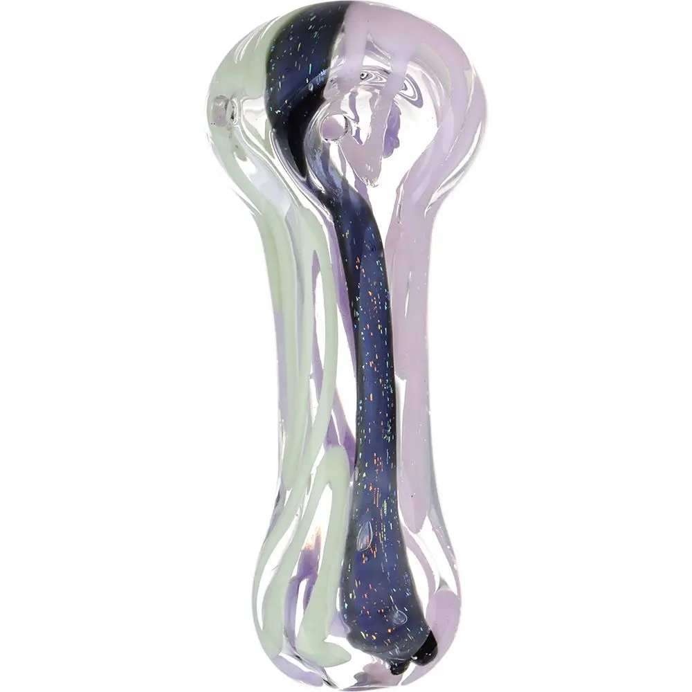 Icing On The Side Dichro Stripe Glass Spoon Pipe - 3.75" 1
