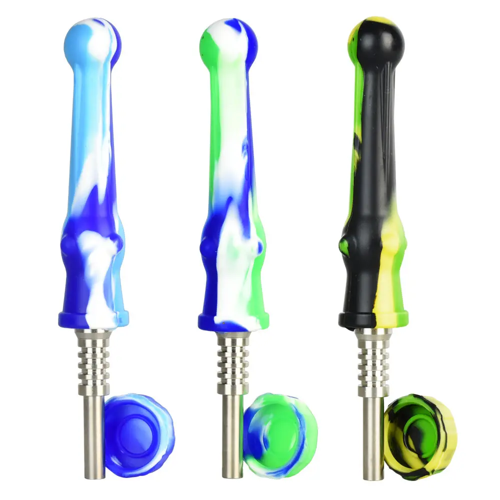 Silicone Vapor Straw W/ 14Mm Ti Tip - 6.5" / Colors Vary 1
