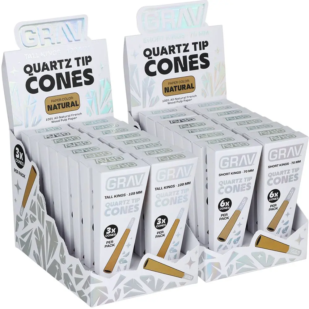 Grav Quartz Tip Pre-Rolled Cones | Natural | 16Pk Display 1