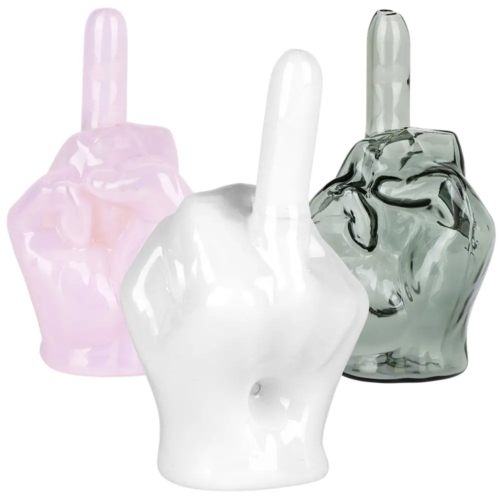 Middle Finger Glass Hand Pipe - 4.25" 1