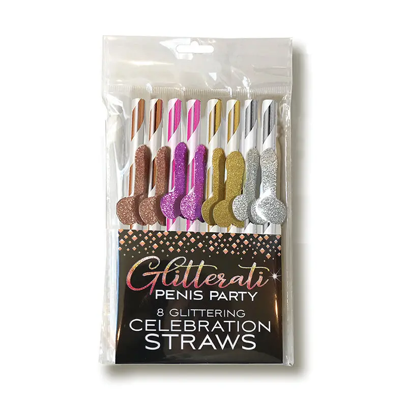 Glitterati Penis Party Cocktail Celebration Straws 8-Pack 1