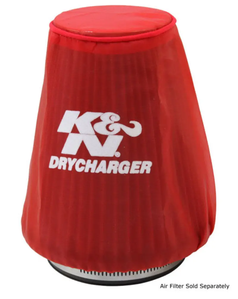 K&N Red Drycharger 5.25In X 3In Round Tapered Air Filter Wrap 1