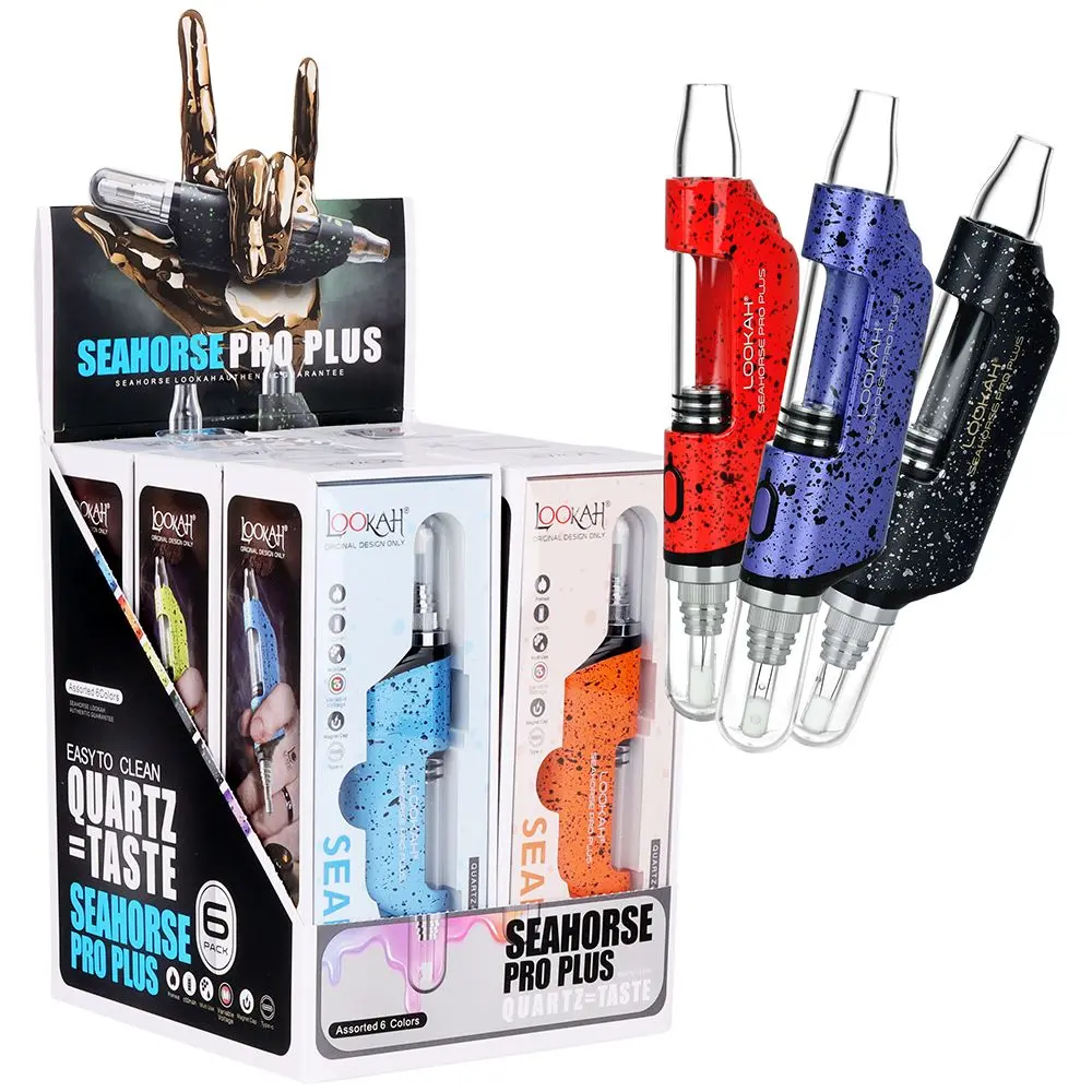6Ct Display - Lookah Seahorse Pro Plus Electric Dab Pen Spatter Edition - 650Mah / Assorted Colors 1