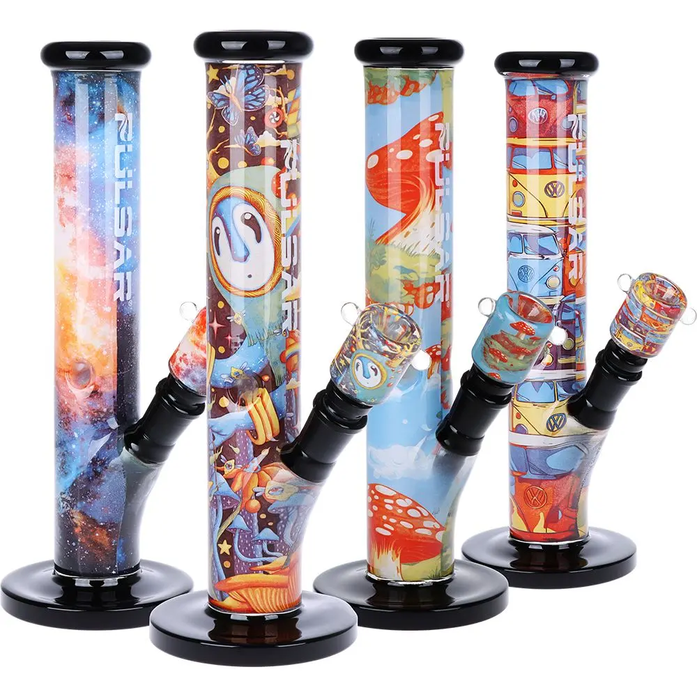 Pulsar Inside Print Straight Tube Glass Water Pipe | 11.25" 1