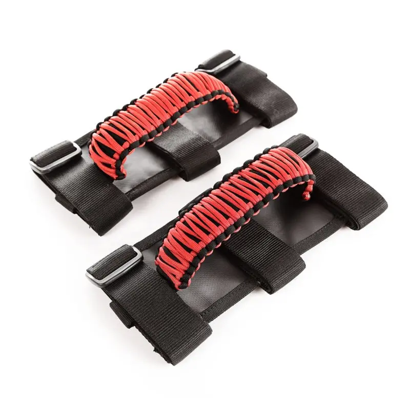Rugged Ridge Paracord Grab Handles Red/Black Pair 1