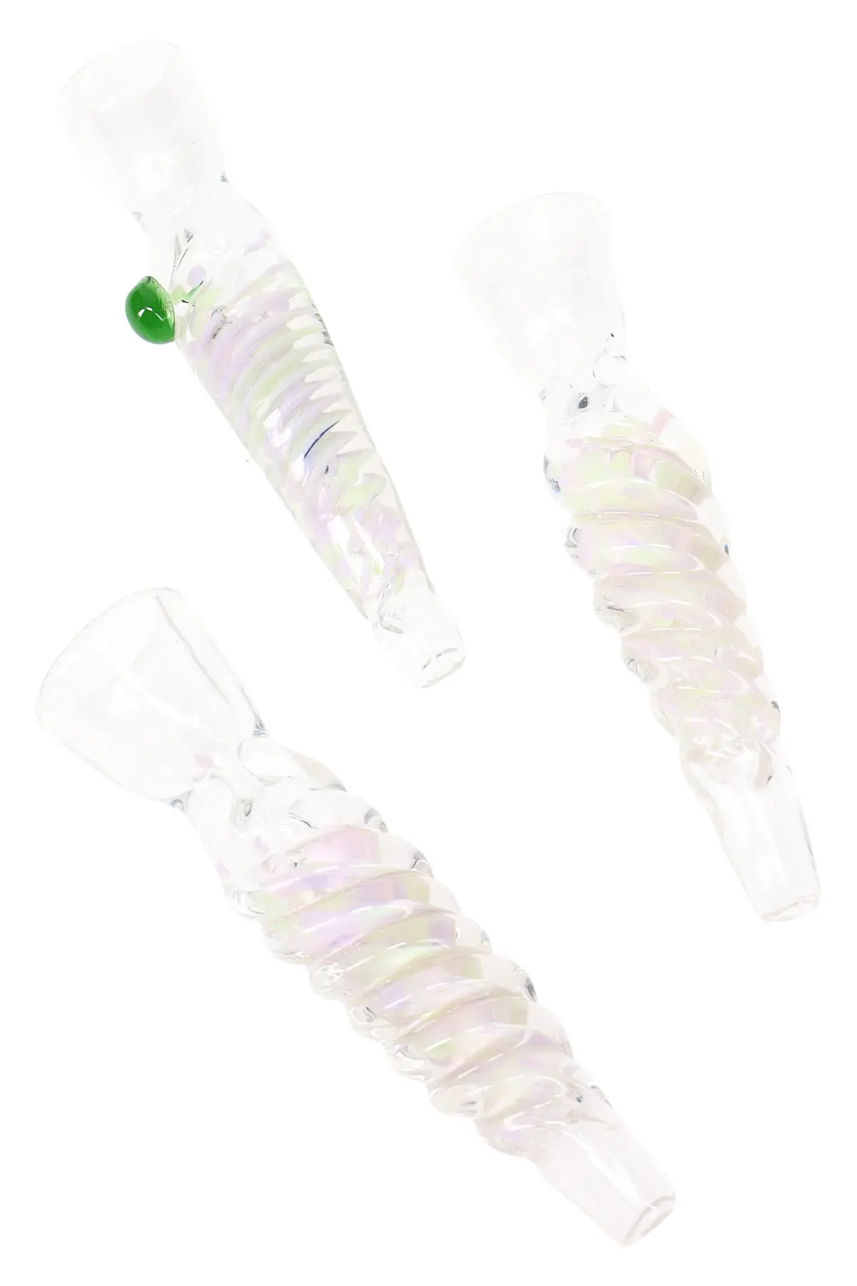Clear Twisted Frit Glass Chillum “Aurora Twist” – 3.5″ – Assorted 1