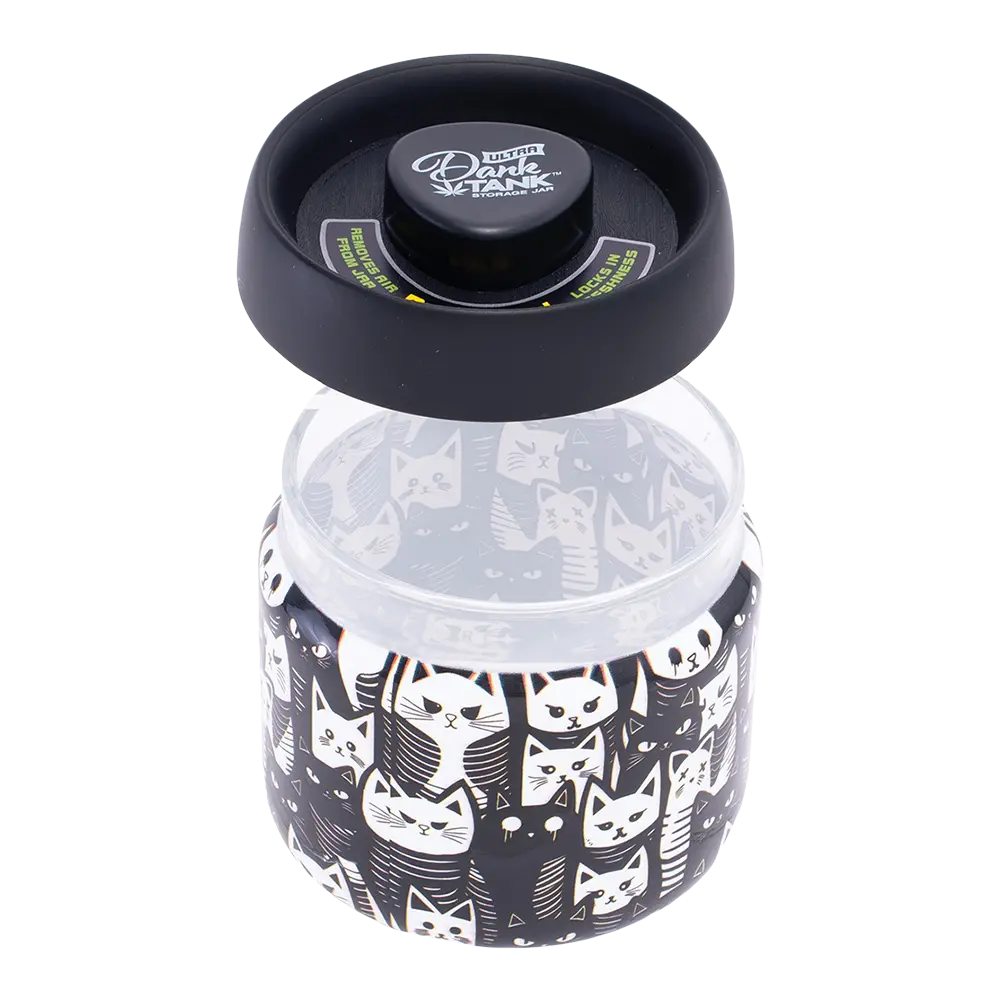 Fujima Dank Tank Vacuum Glass Jar - 4.2" / Black & White Cats 2
