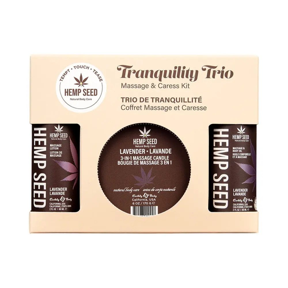 Earthly Body Hemp Seed Massage In A Box Gift Set Lavender 1