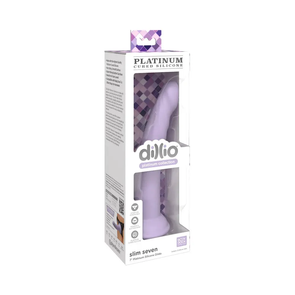 Dillio Platinum Collection Slim Seven 7 In. Silicone Dildo Purple 1