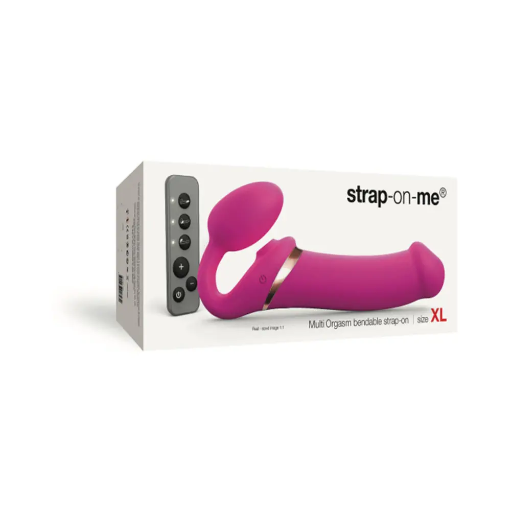 Strap-On-Me Rechargeable Remote-Controlled Multi Orgasm Bendable Strap-On Fuchsia Xl 1