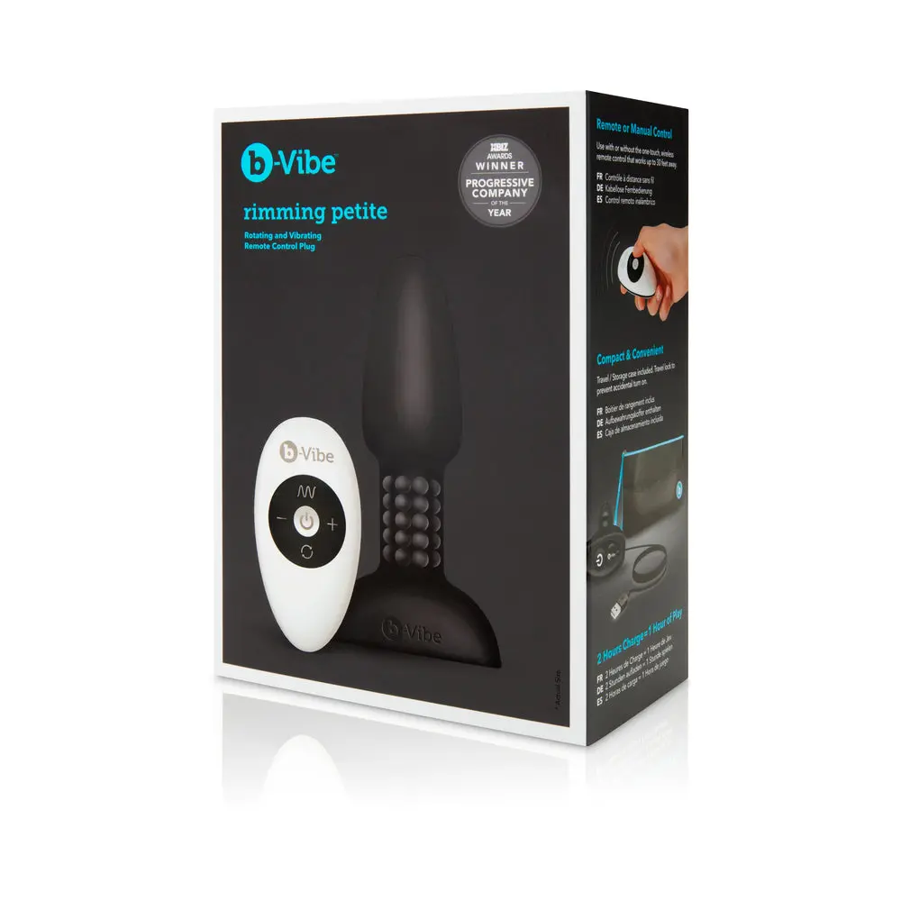B-Vibe Rimming Petite Rotating And Vibrating Remote Control Plug Black 1
