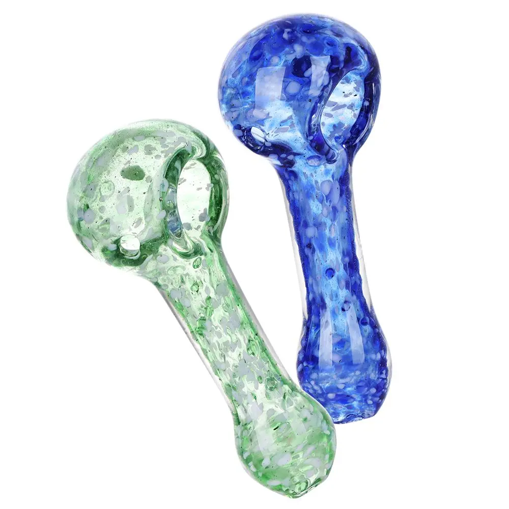 White Hot Nebula Frit Glass Spoon Pipe - 3.5" / Colors Vary 1