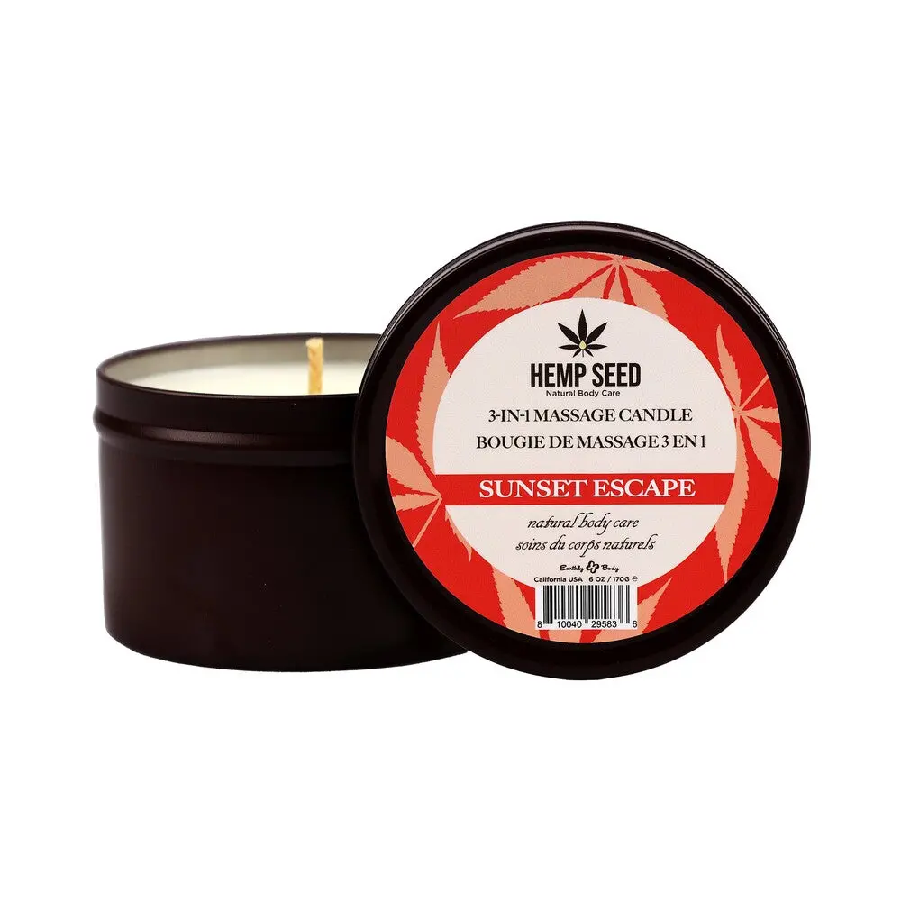 Earthly Body Hemp Seed 3-In-1 Massage Candle Sunset Escape 6 Oz. 1
