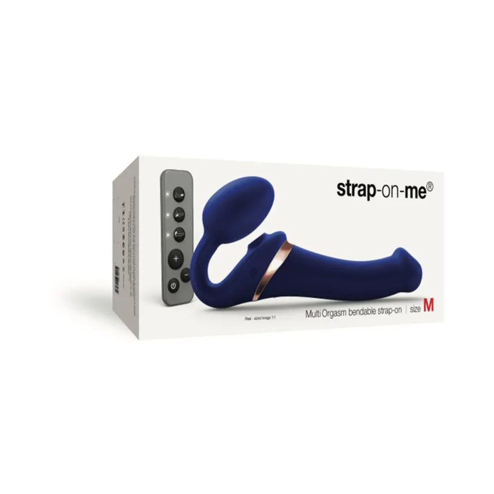 Strap-On-Me Rechargeable Remote-Controlled Multi Orgasm Bendable Strap-On Night Blue M 1