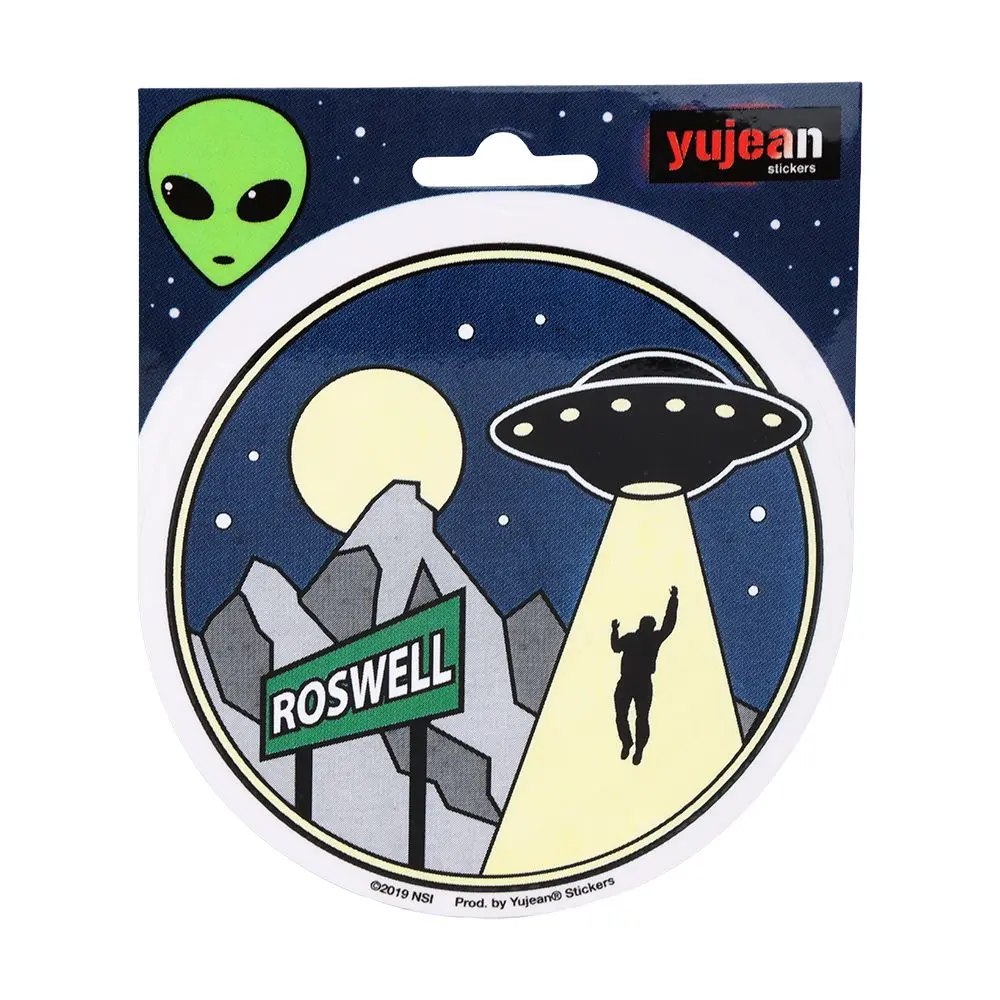 Roswell Flying Saucer Alien Abduction Round Sticker By Yujean 1