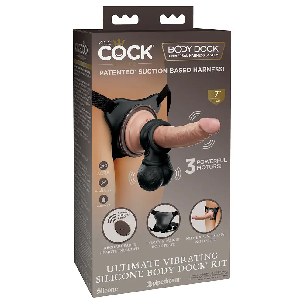 King Cock Elite Ultimate Vibrating Silicone Body Dock Kit 1