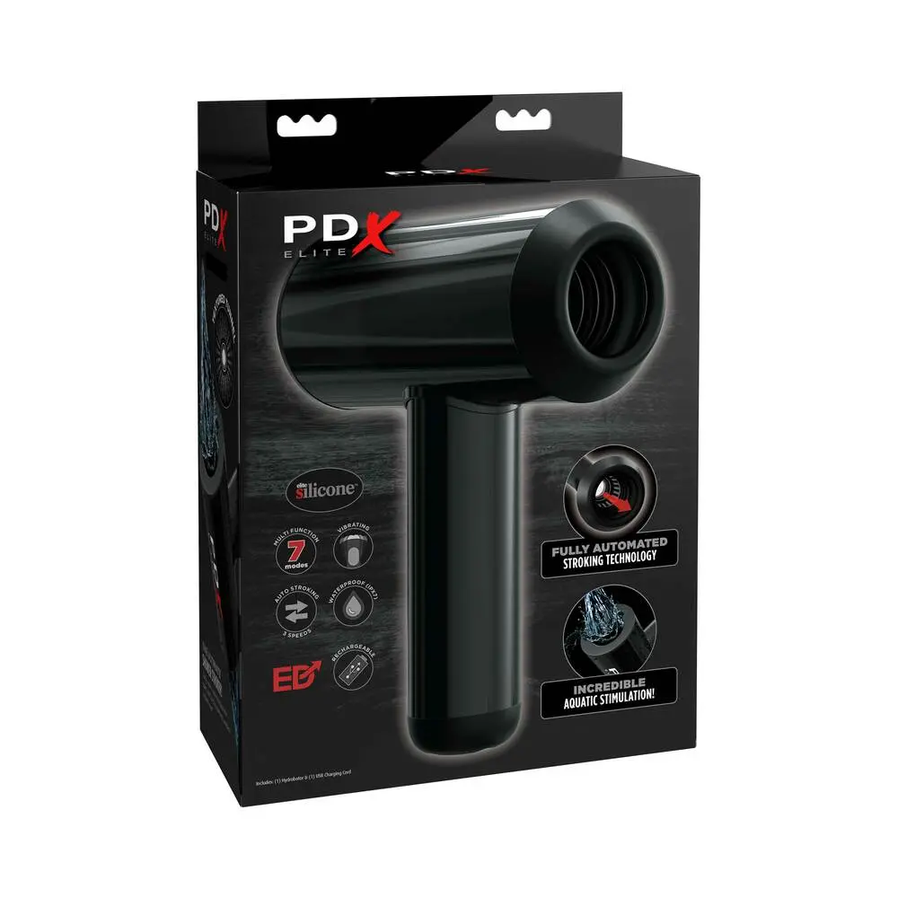 Pdx Elite Hydrobator Rechargeable Silicone Vibrating Aquatic Stimulation Stroker Black 1