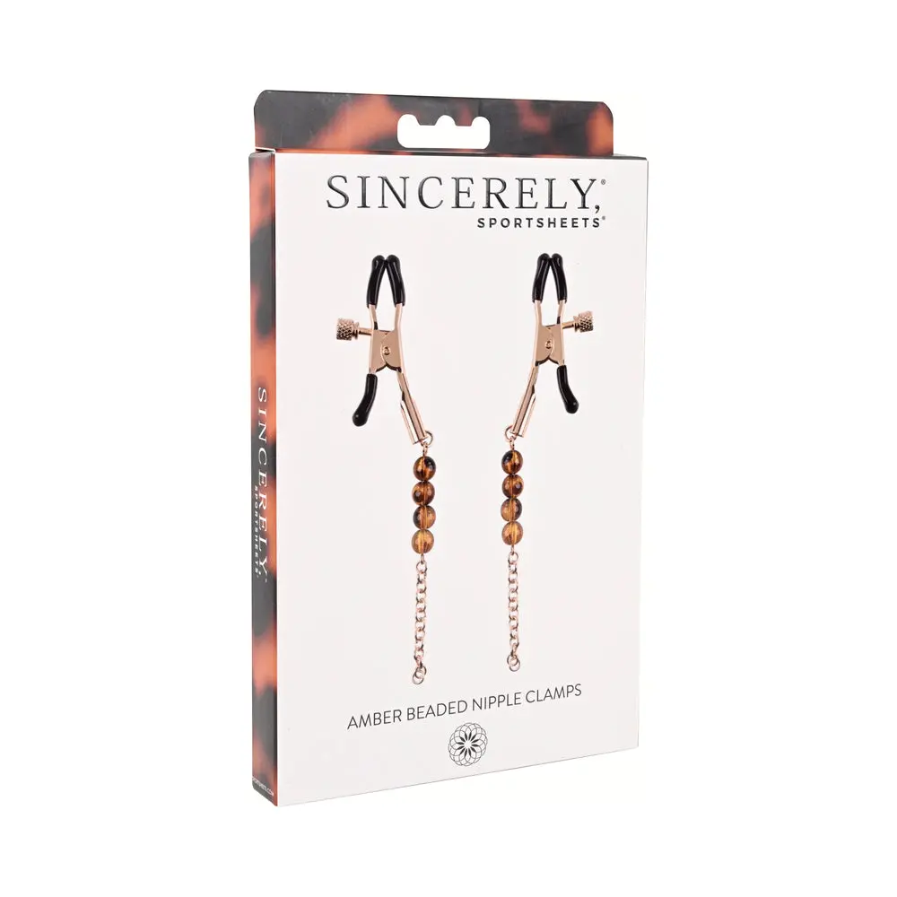 Sincerely, Sportsheets Amber Adjustable Beaded Nipple Clamps Tortoiseshell 1