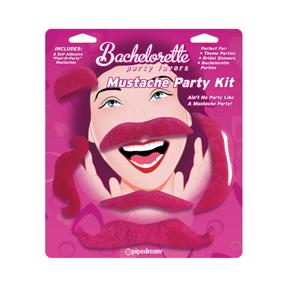 Pipedream Bachelorette Party Favors 6-Piece Mustache Party Kit Pink 1