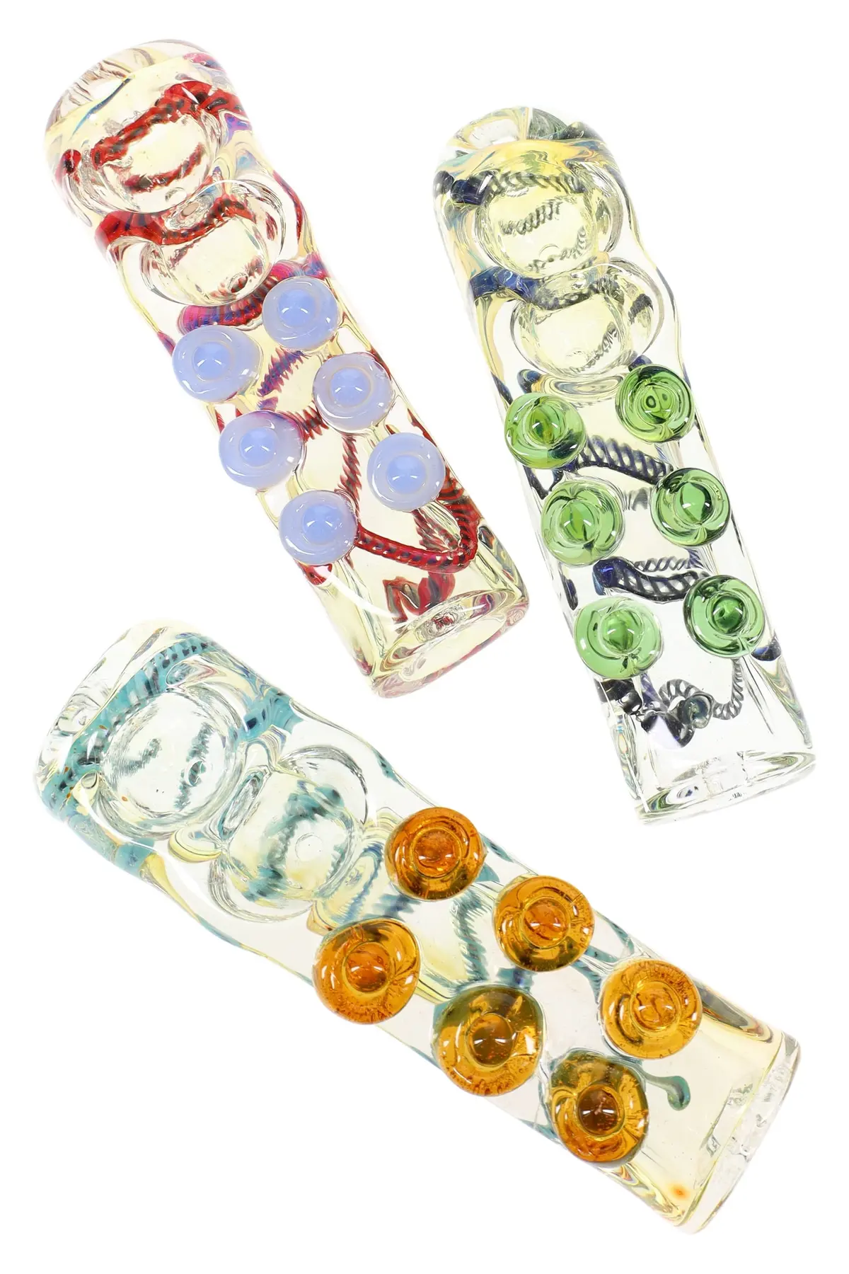 Color Changing Double-Bowl Hand Pipe “Squiggle” – 4–5″ – Assorted Colors 1