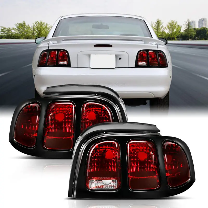 Anzo 1994-1998 Ford Mustang Taillight Dark Red Lens (Oe Style) 1