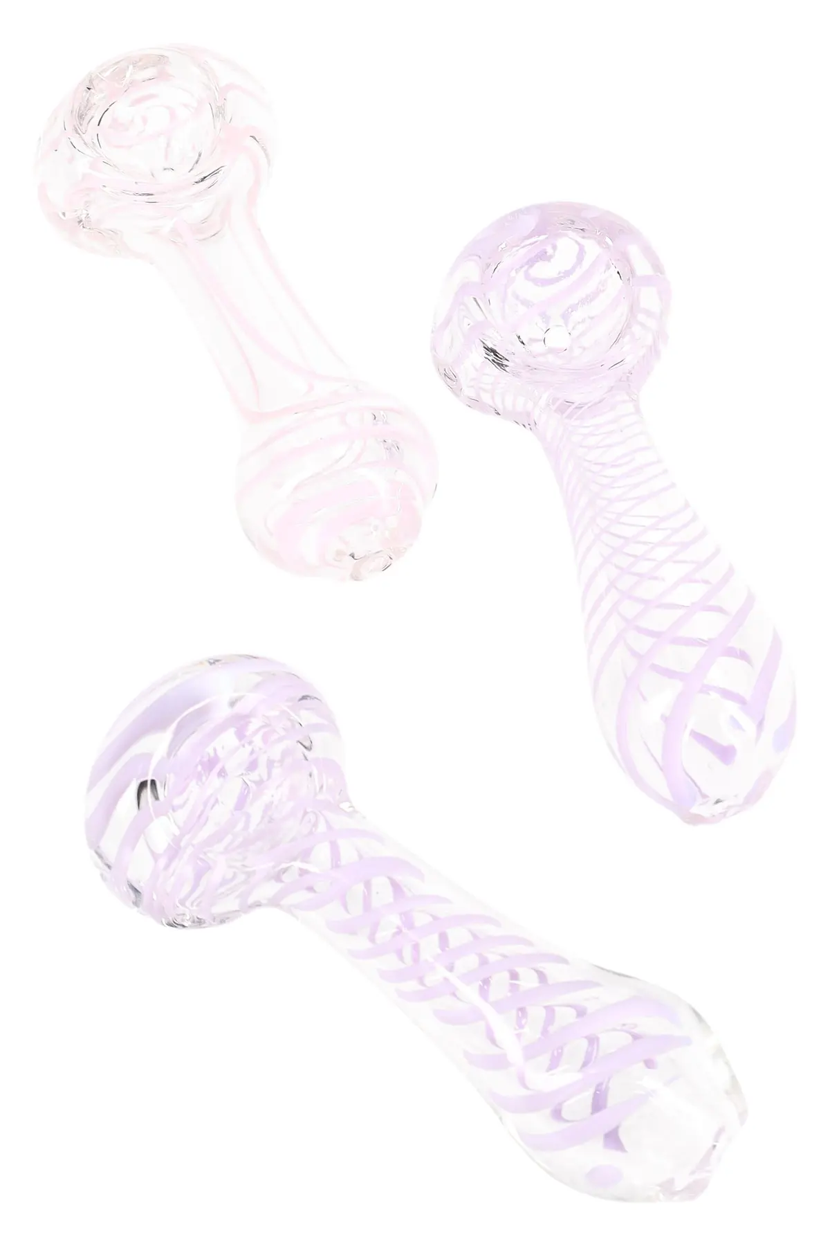 Neon Striped Clear Glass Spoon Pipe “Pastel Pop” – 3.5″ – Assorted 1