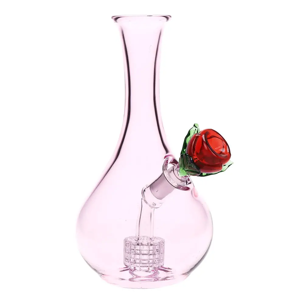 Rose In Vase Glass Water Pipe - 7" / 14Mm F 1